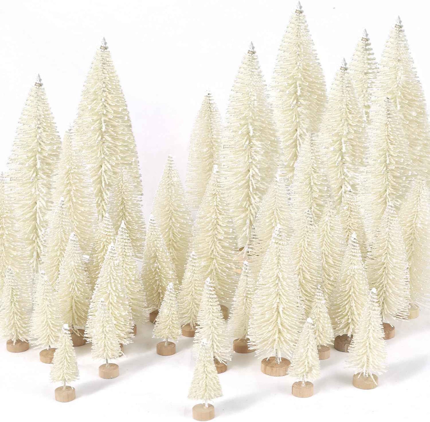 30Pcs Christmas Decorations Mini Christmas Trees, Artificial Christmas Tree Bottle Brush Trees with Wooden Base for Christmas Decor Christmas Party Home Table Craft