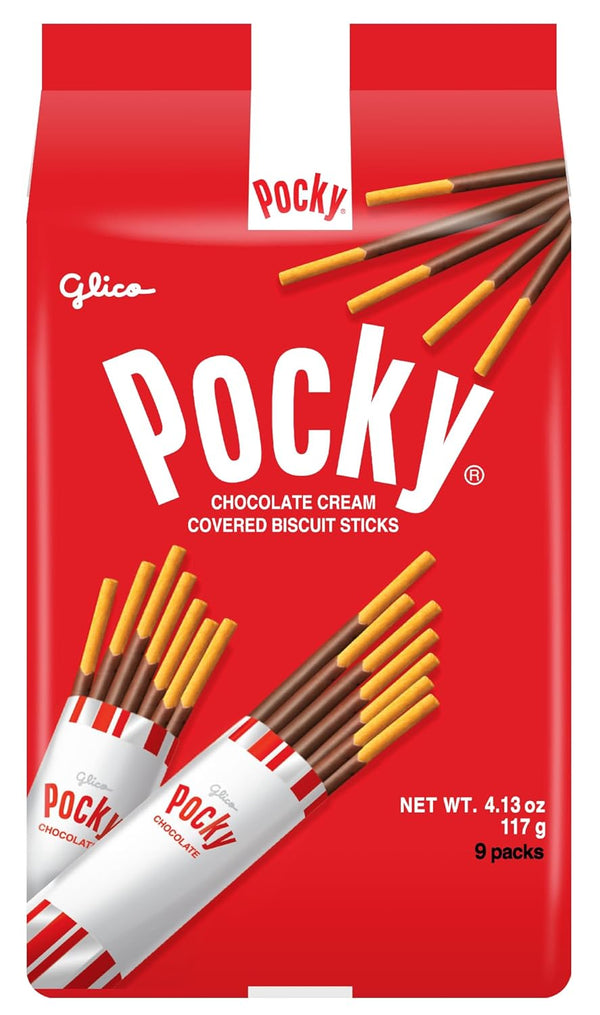 Glico Pocky Strawberry Cream Covered Biscuit Sticks 9 Individual Bags 3.81 oz