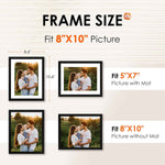 FIXSMITH 8x10 Picture Frame Set of 2, Photo Frame with HD Plexiglass, Display Pictures 5x7 with Mat or 8x10 Without Mat Multi Picture Frames Collage for Tabletop or Wall Display, Black