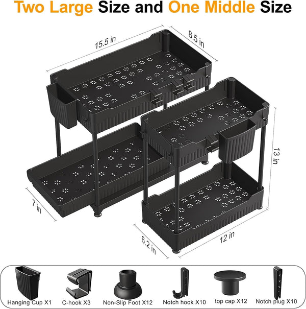 3 Pack Under Sink Organizers for Kitchen and Bathroom