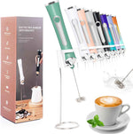 Rechargeable Milk Frother Handheld For Coffee,3 Speeds Frother Wand With Stand, Batidora De Mano Electrica,Coffee Frother With 2 Heads,Drink Mixer Electric Handheld,Kitchen Essentials(Black)