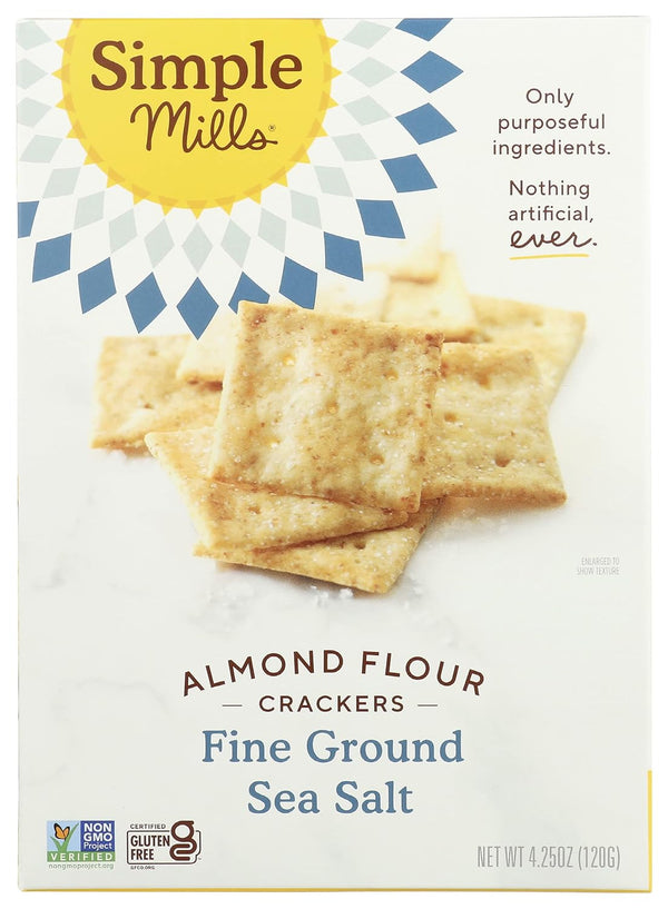 Simple Mills Almond Flour Crackers, Family Size, Fine Ground Sea Salt - Gluten Free, Vegan, Healthy Snacks, 7 Ounce (Pack of 2)