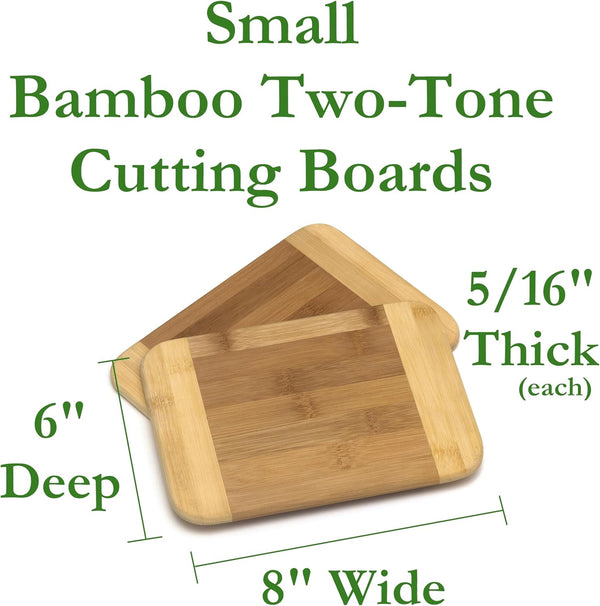 Bamboo Wood Two-Tone Kitchen Cutting and Serving Board Set of 2