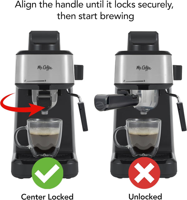 Mr. Coffee 4-Shot Steam Espresso Maker with Stainless Steel Frothing Pitcher