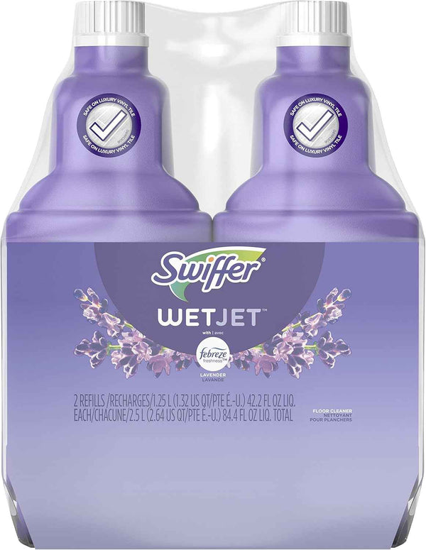 swiffer wetjet multi-surface floor cleaner with febreze refill 1.25 liter pack of 2