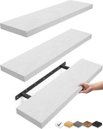 BAYKA Floating Shelves for Wall, Wall Mounted Rustic Wood Shelves for Bathroom, Bedroom, Living Room, Kitchen, Hanging Shelf for Books/Storage/Room Decor with 22lbs Capacity (Black, Set of 3, 15.7in)