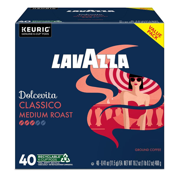 Lavazza Dolcevita Classico Single-Serve Keurig K-Cup Pods Medium Roast Coffee 40-Count Box