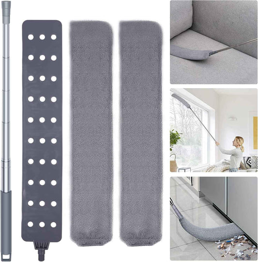 Retractable Gap Dust Cleaner Cleaning Tools with 2 Microfiber Dusting Cloths Long Handle 60inches Washable and Retractable Duster Brush for Cleaning Under Appliances Furniture Couch Fridge
