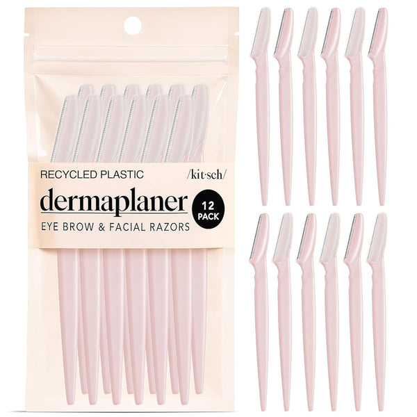 kitsch dermaplane razor for women face - black, 12 pc set - exfoliating facial razor for smoother skin