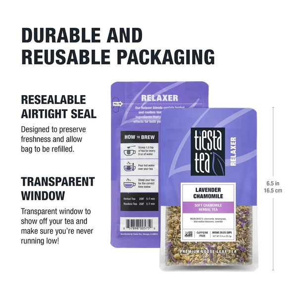 Tiesta Tea Lavender Chamomile Herbal Tea Loose Leaf 25 Cups 0.9 Ounce Resealable Pouch