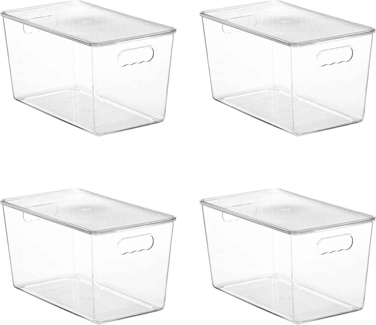 Vtopmart 6 Pack Clear Stackable Storage Bins with Lids, Medium Plastic Containers with Handle for Pantry Organizer and Storage,Perfect for Kitchen,Fridge,Cabinet, Closet,Bathroom Organization