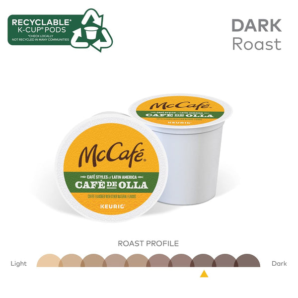McCafe Cafe Styles of Latin America Cafe de Olla coffee pods, 20 count, dark roast, Arabica beans, kosher, recyclable