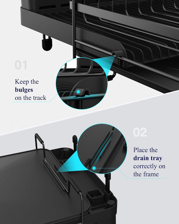 Kitsure Large Dish Drying Rack with Extendable Design for Kitchen Countertops