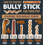 Mighty Paw 12" All Natural Grass Fed Beef Bully Sticks for Large Dogs and Small Breeds - Single Ingredient Treats