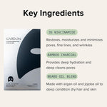 cardon korean charcoal beard care sheet masks with premium oil - 4 pack for hydration and anti-aging