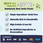 Pawstruck Premium Beef Jerky Dog Chews, 4"-6" Strips, 15 Count