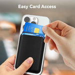 Stronger Magnetic RFID Leather Mag-Safe Card Holder for iPhone 16 Series, Mag-Safe Accessories Stick on Series of iPhone 17/16/15/14/13/12 and Pro/Promax, Black