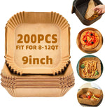 Air Fryer Liners Disposable, LYHOLKEER 200PCS 8" Square Parchment Paper, Non-Stick & Oil-Proof, Unbleached, Fits Ninja AF141 5 QT AF181 6.5QT, Cosori, Chefman, Instant Pot 6 QT, Other 5-8QT Air Fryers