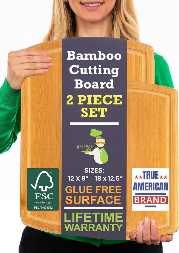 Luxury Bamboo Cutting Board Set of 3 with Glue-Free Surface Technology