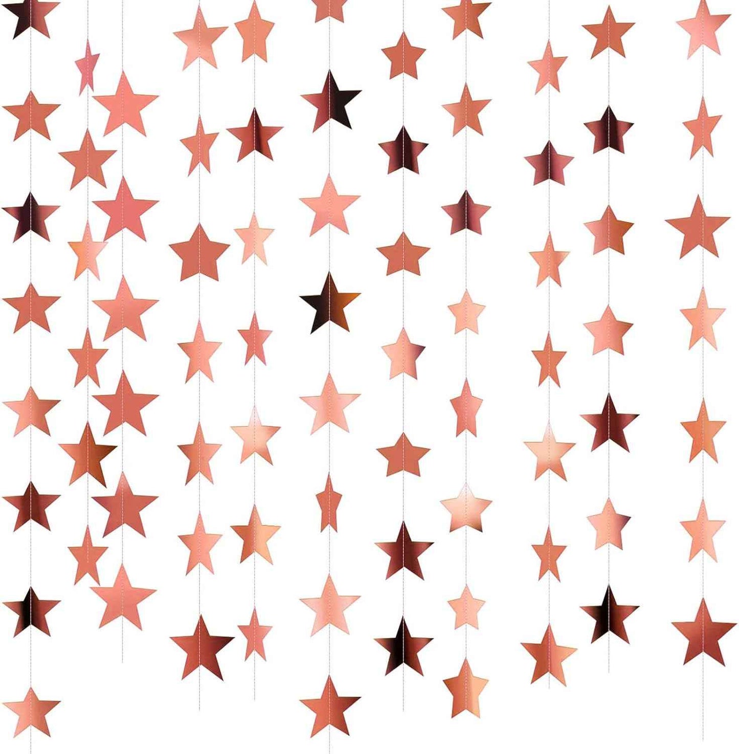 Patelai Glitter Star Garland Banner Christmas Decor 130 Feet Star Hanging Bunting Banner Twinkle Backdrop for Homecoming Classroom Wedding Birthday Halloween Party Supplies(Gold)