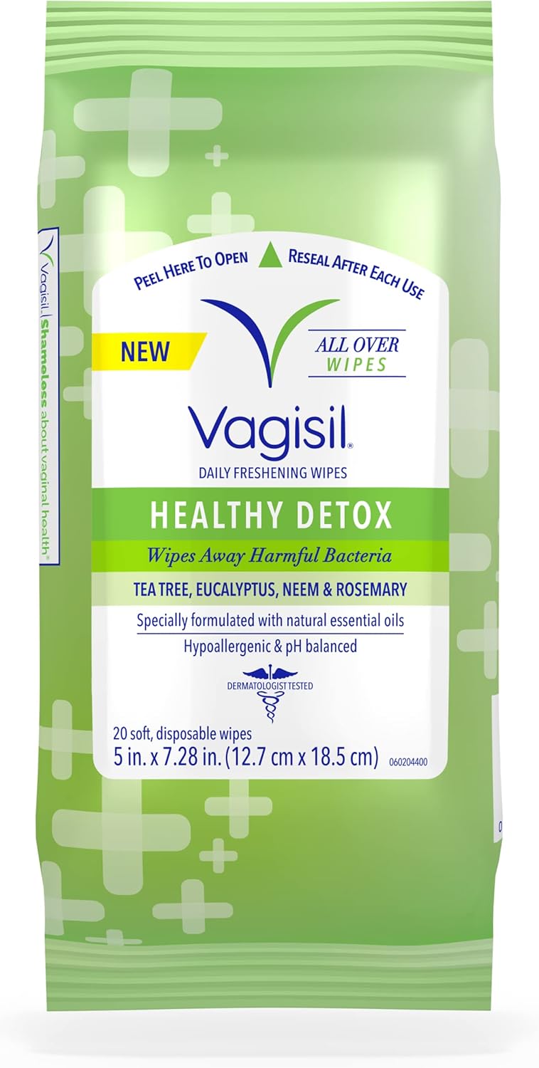 Vagisil Odor Block Daily Freshening Wipes for Feminine Hygiene in Resealable Pouch, Gynecologist Tested & Hypoallergenic, 20 Wipes (Pack of 3)