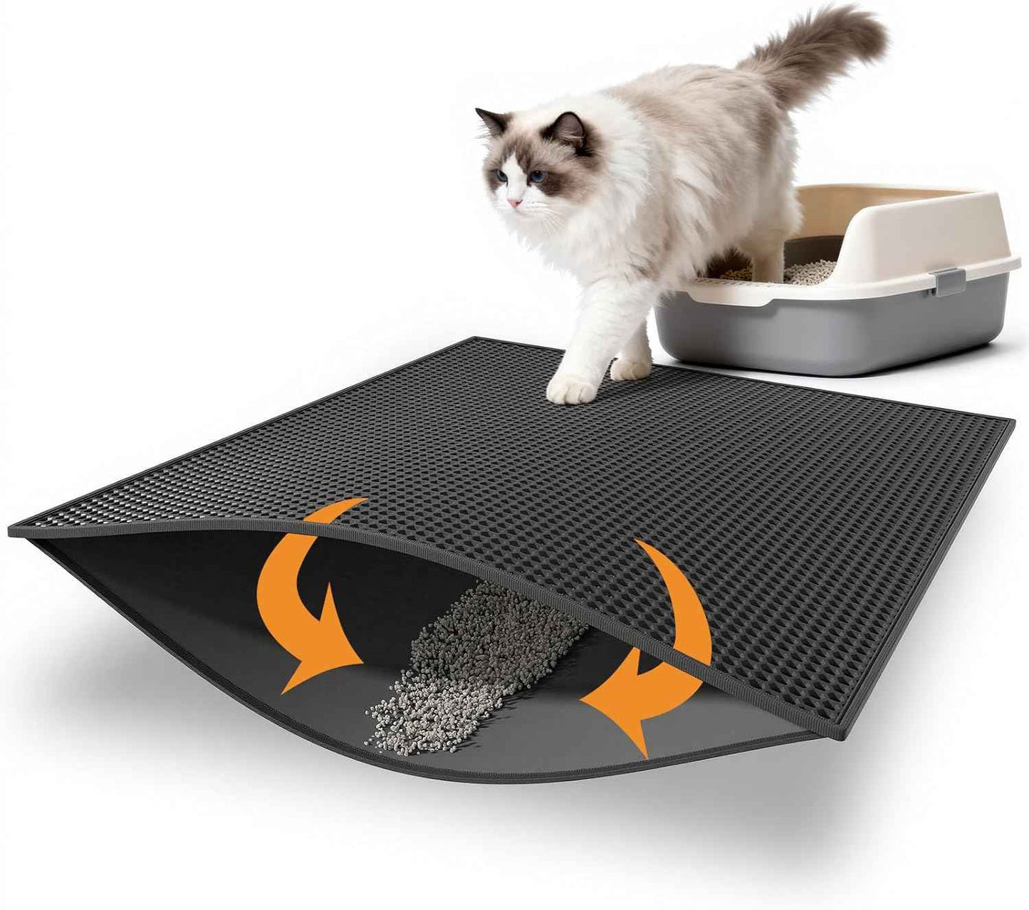 Pieviev Cat Litter Mat Double Layer Waterproof Urine Proof Trapping Mat 1 Pack (Gray, 24x15 Inch (Pack of 1))
