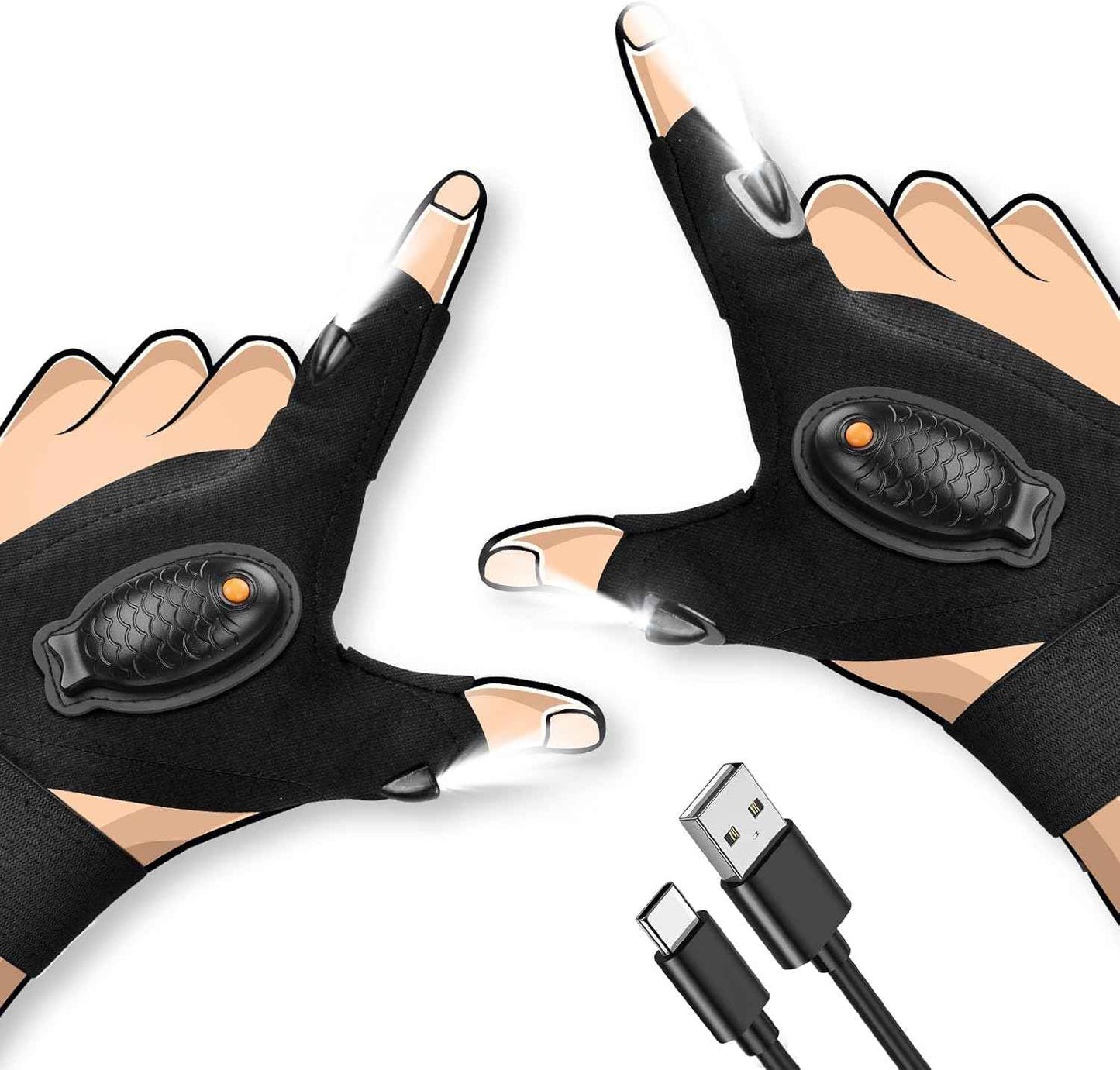 PARIGO LED Flashlight Gloves, Novelty Stocking Stuffers for Men, Christmas Gifts for Teens Boys Dad Husband Grandpa Him Men Who Have Everything, Cool Gadgets Tools for Car Repairing, Fishing, Camping