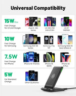 INIU Wireless Charger, 15W Fast Qi Certified Wireless Charging Station with Sleep-Friendly Adaptive Light Compatible with iPhone 16 15 14 13 Pro XS 8 Plus Samsung Galaxy S25 S24 S23 Note 20 Google etc - Rayz Mart