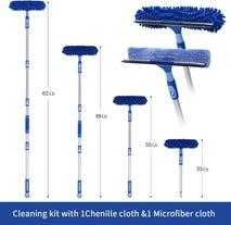 LOMIDA Professional Window Squeegee Kit - 62" Lightweight Aluminum Pole, 2 in 1 Rotatable Window Cleaning Tool Kit with Extension Pole Cleaning with Bendable Head for Car/Shower/High Windows