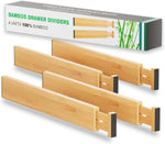 Bamboo drawer dividers for standard 16.6"-22" kitchen drawers, set of 4