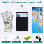 Cell phone card holder with stretchy fabric and self-adhesive sticker for back of phone