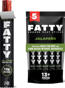 Grass Fed Beef and Pork Meat Sticks, 13g Protein Per Stick, Jalapeno, 2 oz. (Pack of 5)