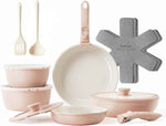 Redchef Ceramic Pots and Pans Set, Nonstick Kitchen Cookware Set with Detachable Handle, Non Toxic Cookware Set 16pcs, PFAS PFOA & PTFE Free, RV Ceramic Cookware for Camping, Dishwasher/Oven Safe