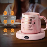 Electric Coffee Mug Warmer & You are Awesome Mug Set, Desk Beverage Warmer with 4 Temperature Settings, Auto Shut Off