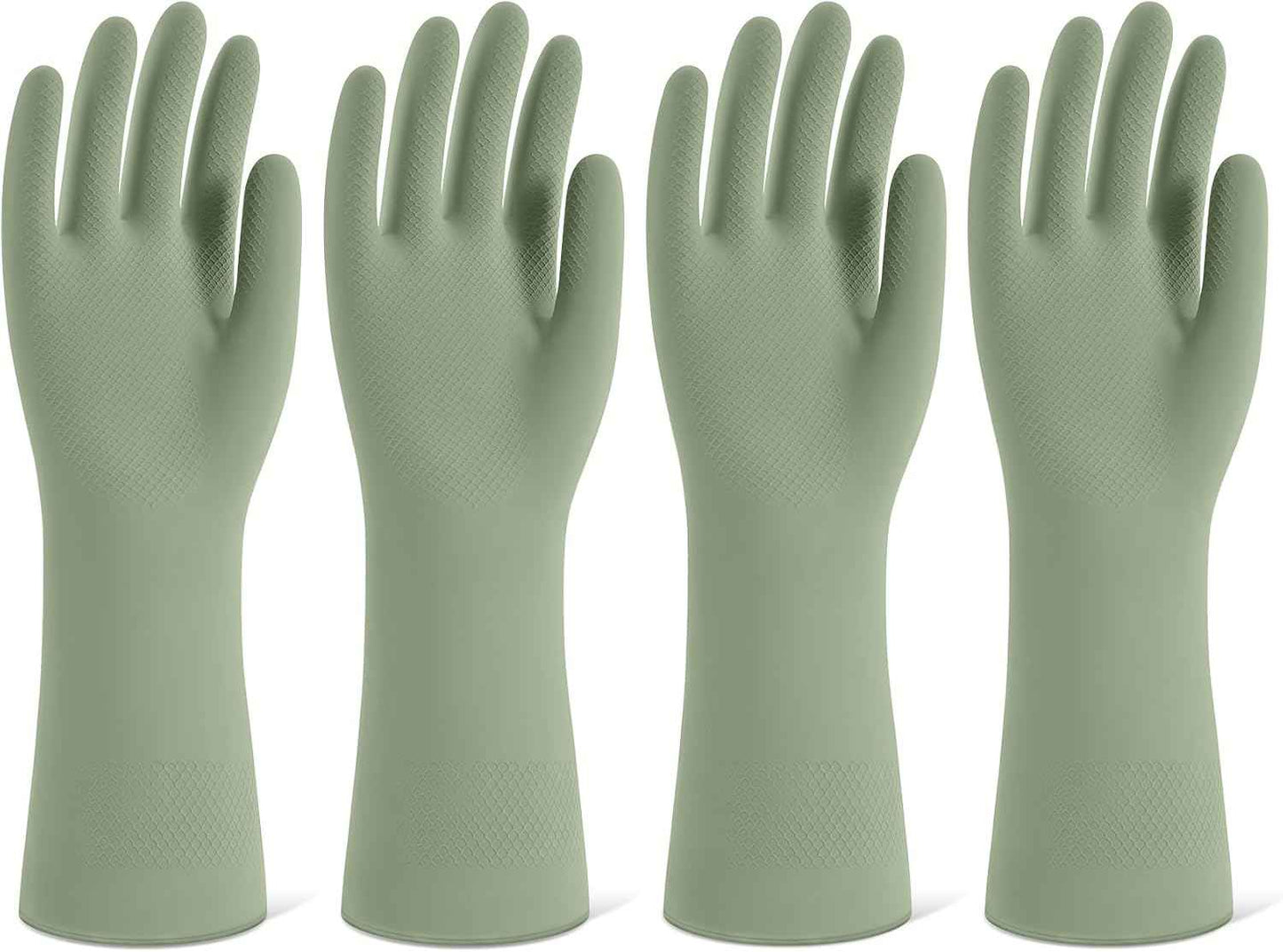 Rubber Cleaning Gloves for Dishwashing, 4 Pairs Reusable Kitchen Gloves for Washing Dishes and Household Cleaning, Colorful Dish Gloves with Flocked Lining and Non-Slip Grip, Pefect for Woman Men - M
