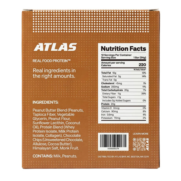 Atlas Real Food Protein Bar with Peanut Butter and Chocolate Chip