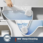 2-pack white durable toilet brush set with holder, nylon bristles for toilet bowl cleaning