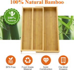 Bamboo Silverware Drawer Organizer Tray for Kitchen Utensils and Tools