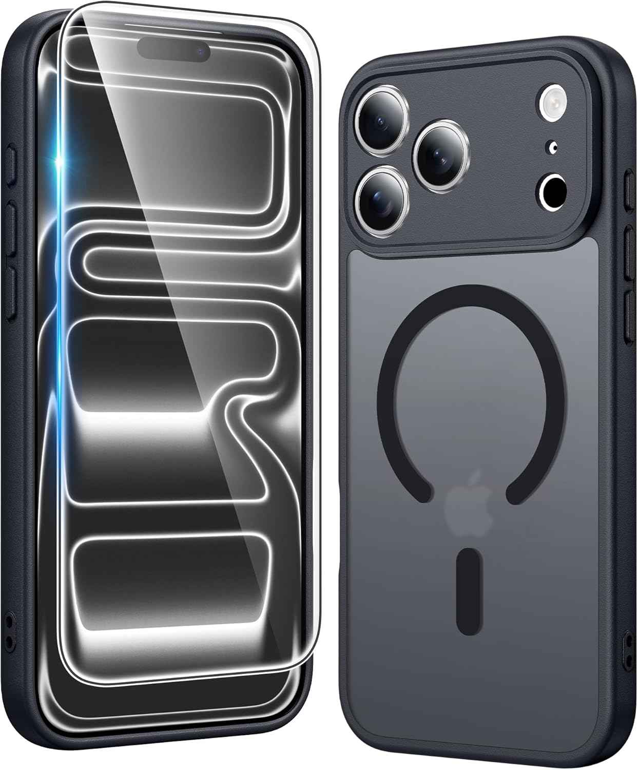 FNTCASE for iPhone 17 Pro Case, Compatible with Magsafe, Clear Transparent Magnetic Shockproof Protective Rugged Phone Cover with Screen Protector - 6.3 inch (A-Clear)