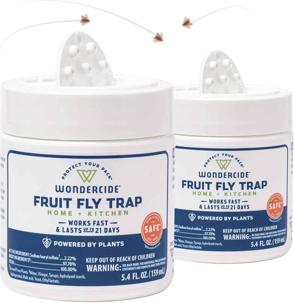 Wondercide Fruit Fly Traps 2-Pack, Indoor Fruit Fly Killer, Pet and People Safe, Made in USA, Plant Based, 5.4 oz
