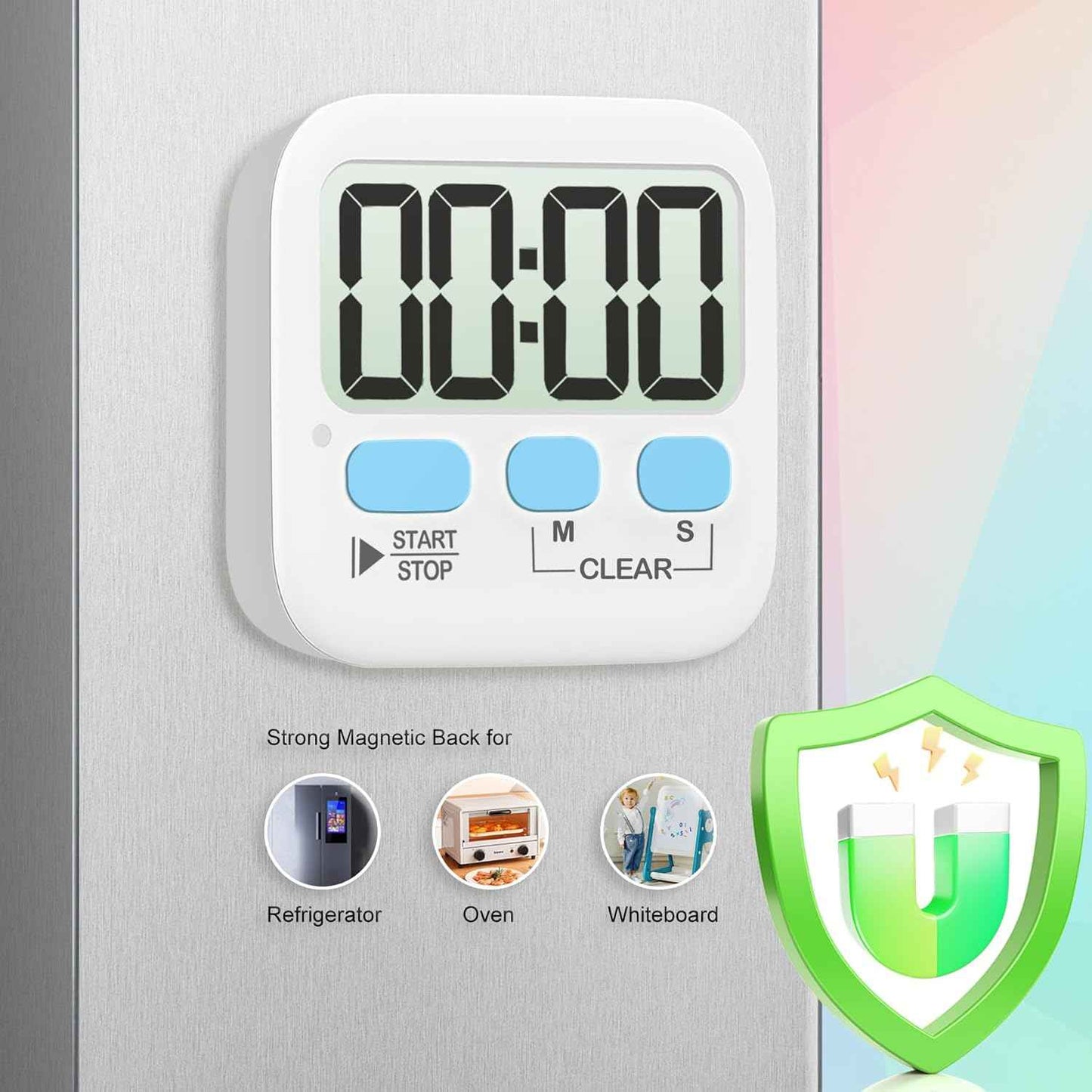 Antonki 2 Pack Digital Timer for Kids, Magnetic Countdown Kitchen Timers for Cooking, Egg, Classroom, Teacher, Exercise, Study, Oven - Battery Included