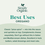 Simply Organic Oregano, 0.75 oz, Premium Organic, Earthy Taste, Mediterranean and Italian Dishes