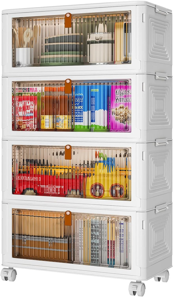 4 Tier Plastic Storage Bins with Lid for Living Room Office Dorm