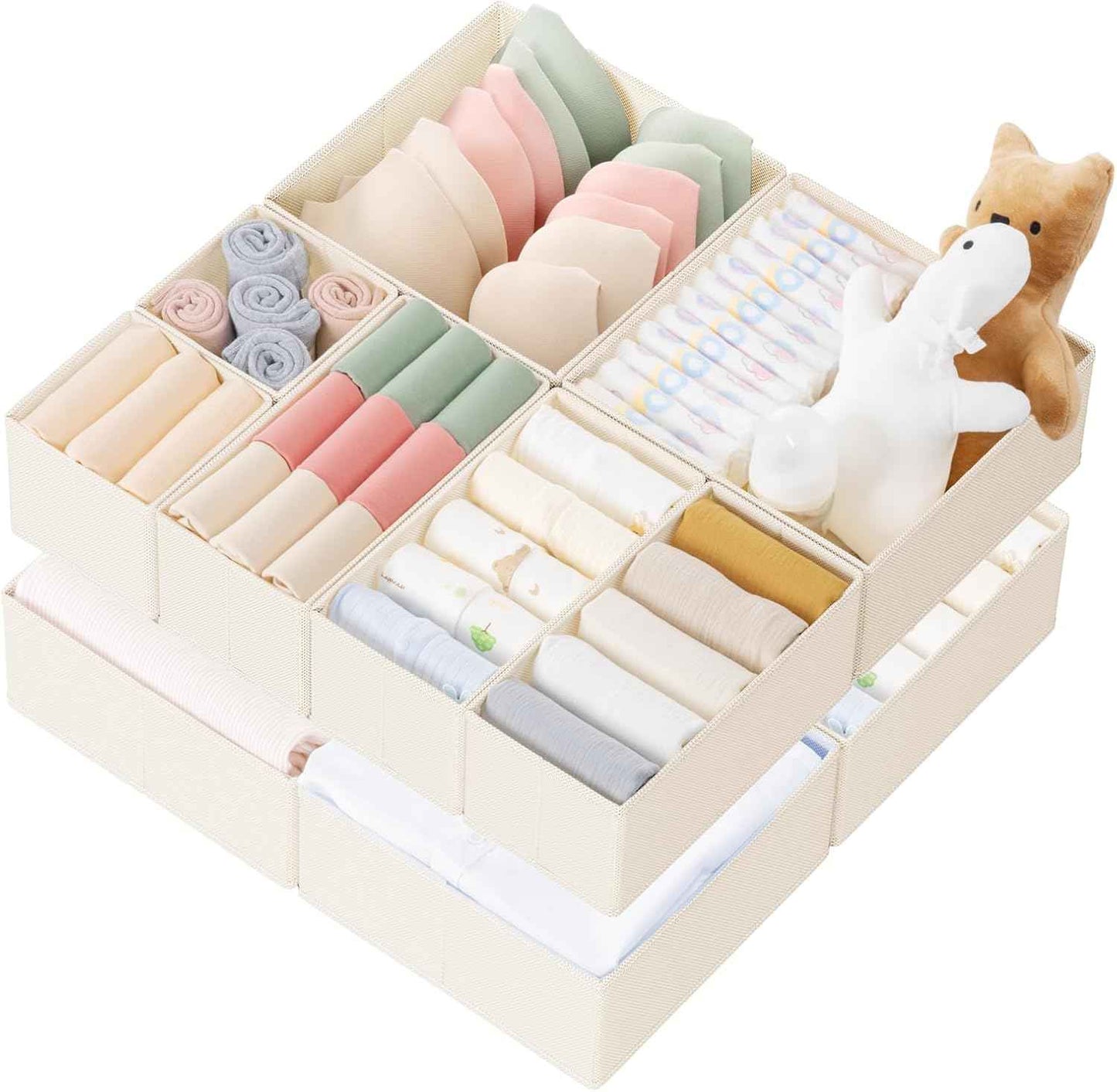 Criusia 10-Pack Drawer Organizers: Foldable Closet Storage for Clothes, Underwear, and Socks