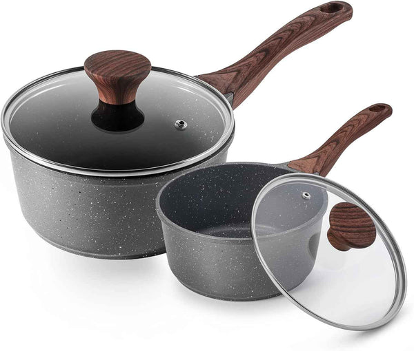 SENSARTE Nonstick Saucepan with Lid, 1.5 Quarts Small Pot with Swiss Granite Coating, Stay-cool Handle, Multipurpose Handy Sauce Pot Small Kitchen Cooking Pot, Induction Comptable, PFOA Free