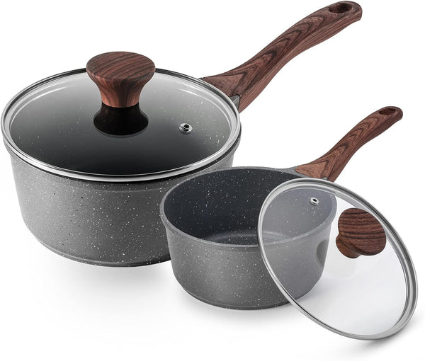 Small Nonstick Saucepan with Lid, Swiss Granite Coating, Stay-cool Handle, Multipurpose Handy Sauce Pot
