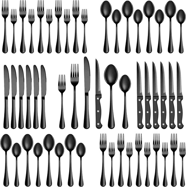 MUTNITT Silverware Set with Steak Knives Service for 4,Stainless Steel Flatware, Mirror Polished Cutlery Utensil Set for Home Kitchen Eating Tableware, Include Fork Knife Spoon, Dishwasher Safe