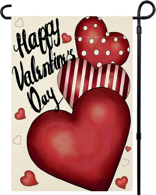 Valentines Day Garden Flag 12x18 Inch Double Sided Love Heart Small Seasonal Valentine’s Day Flag Yard Outdoor Flag Decoration