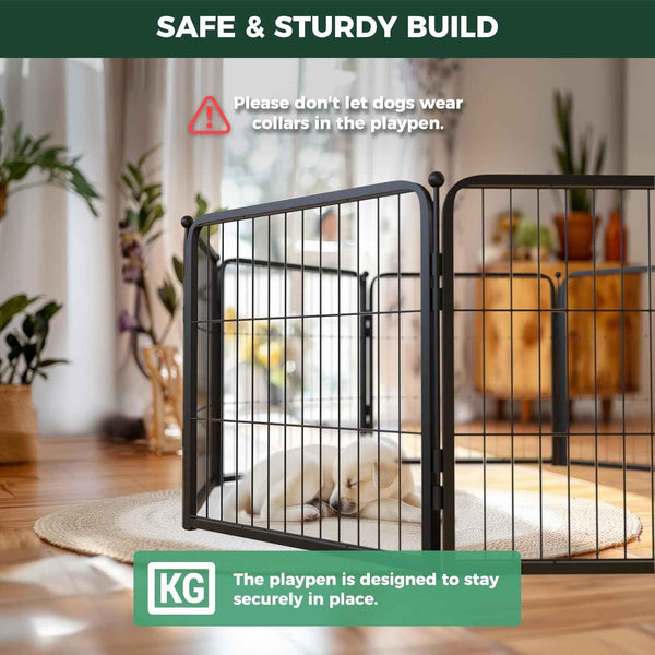 FXW Homeplus Unleashed Indoor Dog Playpen - Stress-Free and Safe Play, Heavy Duty 24 Inch 6 Panels Dog Pen for Puppy and Small Dogs, Black│Patented