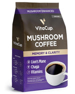 VitaCup Mushroom Coffee Grounds with Lions Mane and Chaga, Medium Dark Roast Arabica Specialty Coffee, 10 Oz